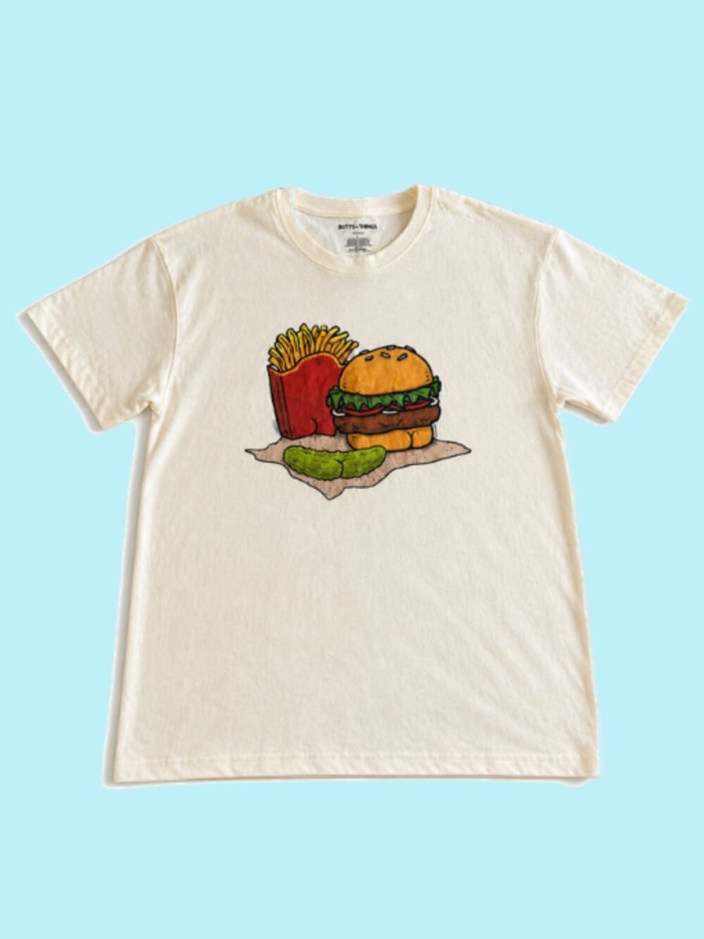 Butts On Things T-shirt Adult L Cream Beige Fast Food Funny